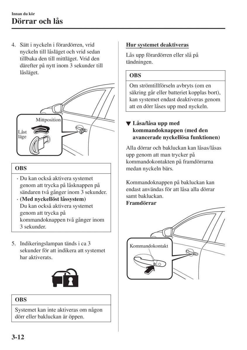 Mazda CX 3 instruktionsbok / page 88