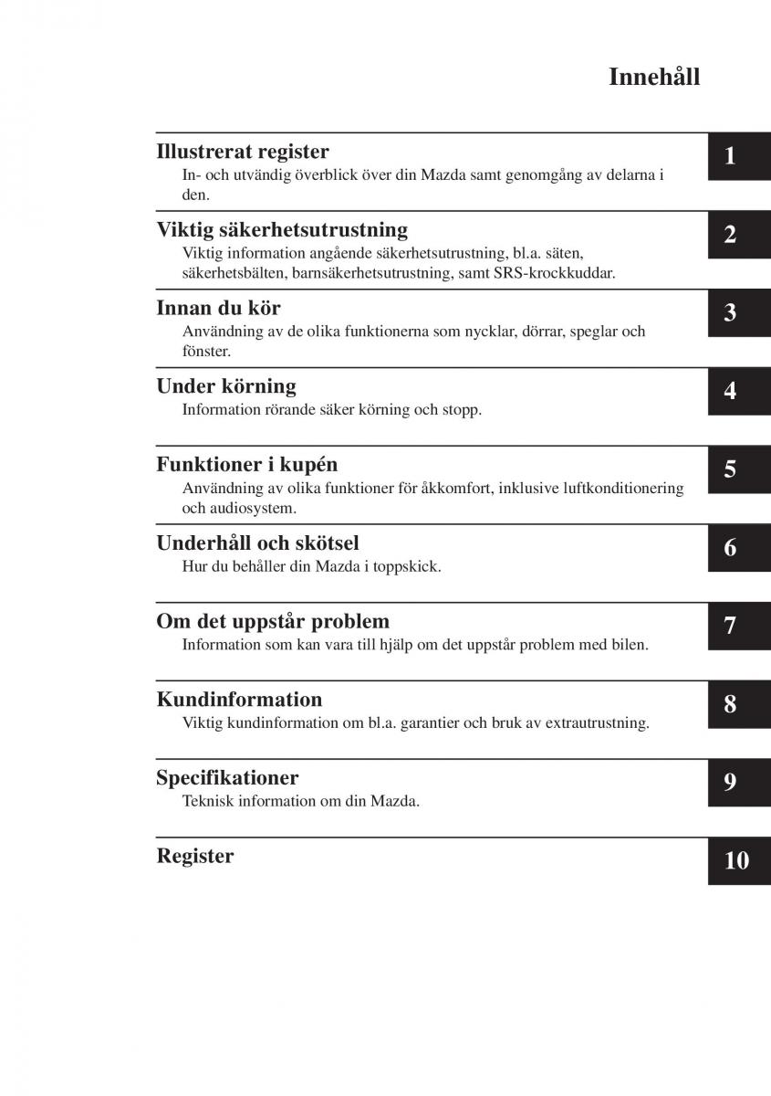 Mazda CX 3 instruktionsbok / page 9