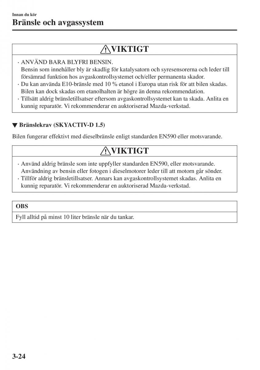 Mazda CX 3 instruktionsbok / page 100