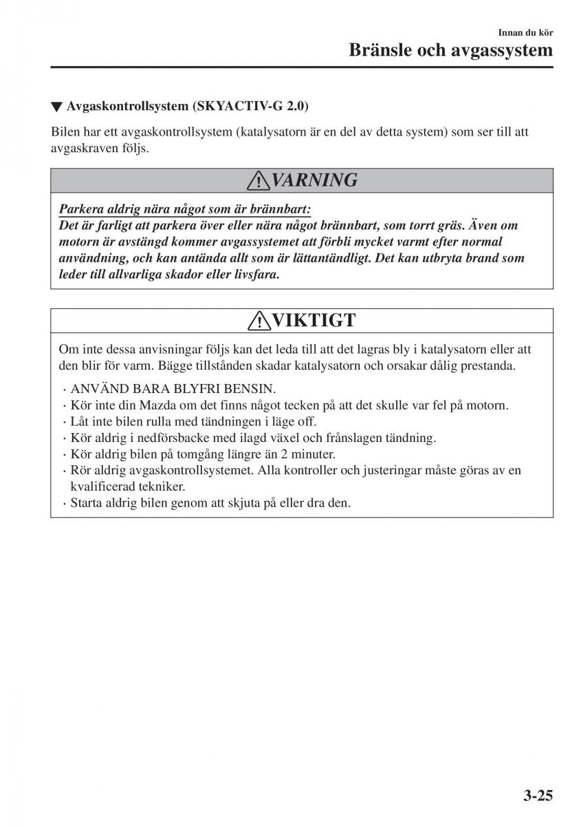 Mazda CX 3 instruktionsbok / page 101