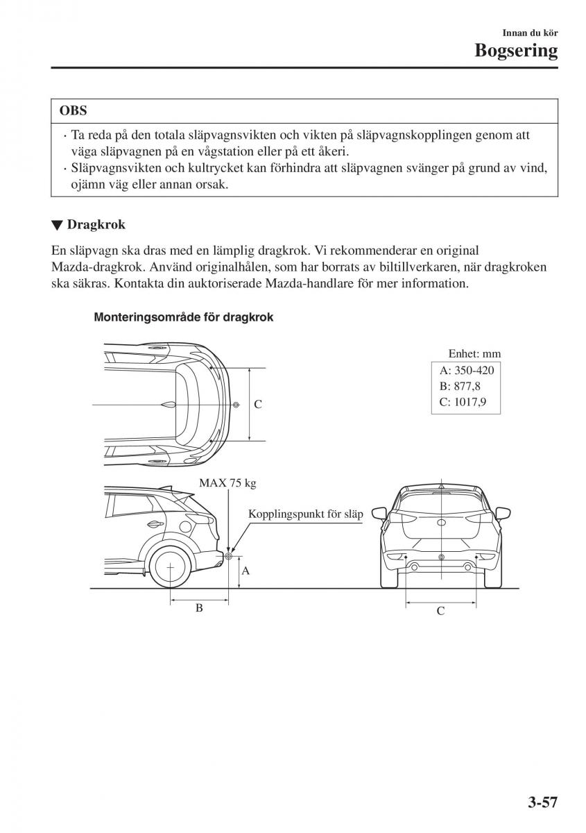 Mazda CX 3 instruktionsbok / page 133