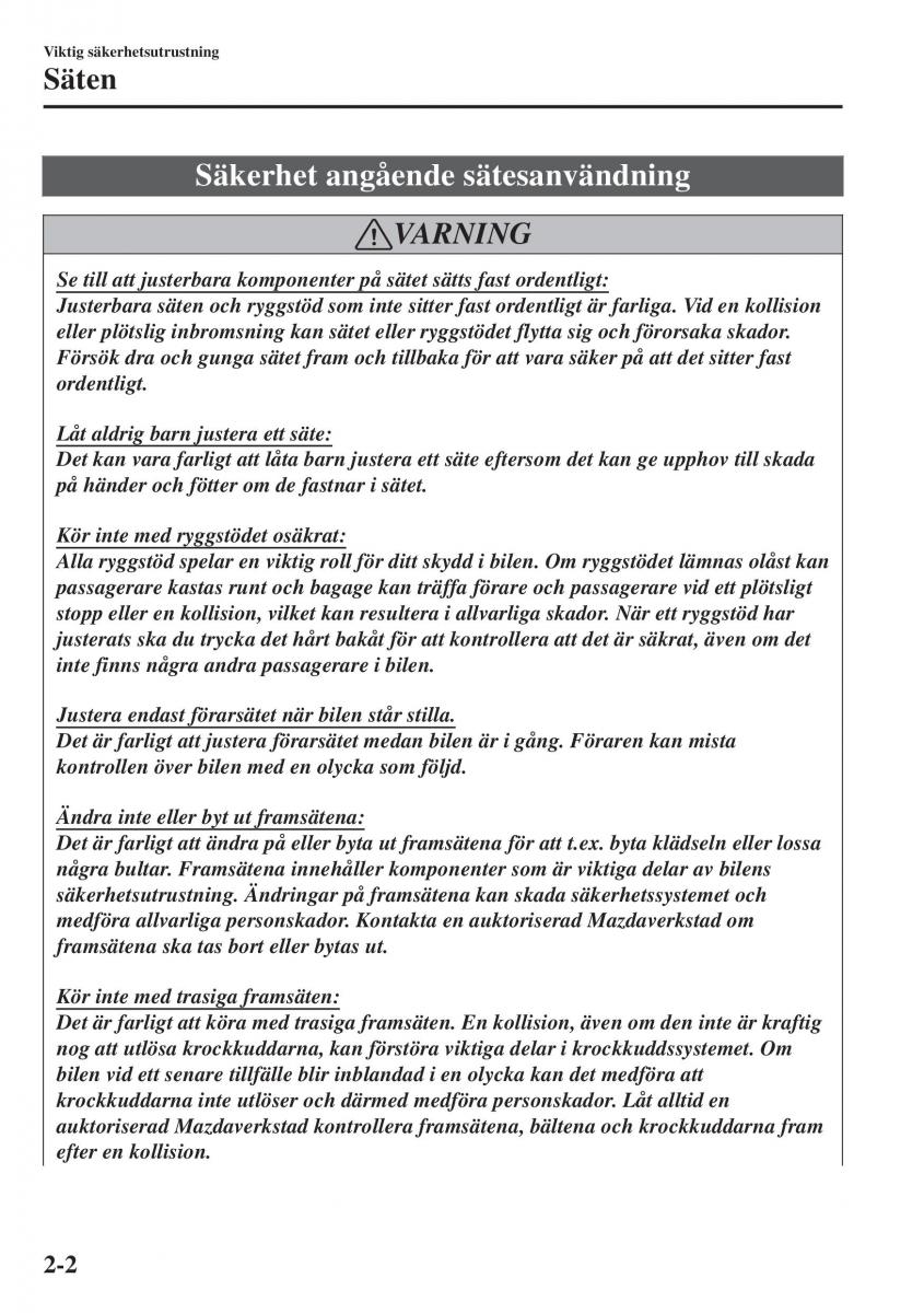 Mazda CX 3 instruktionsbok / page 22