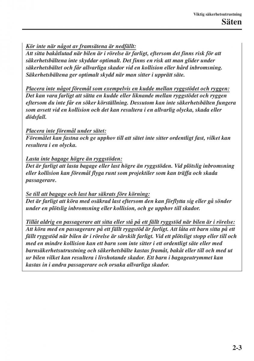 Mazda CX 3 instruktionsbok / page 23