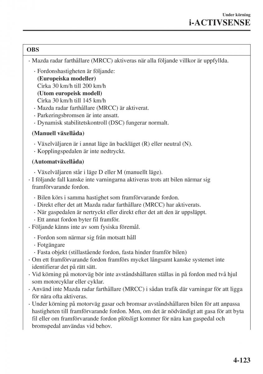 Mazda CX 3 instruktionsbok / page 259