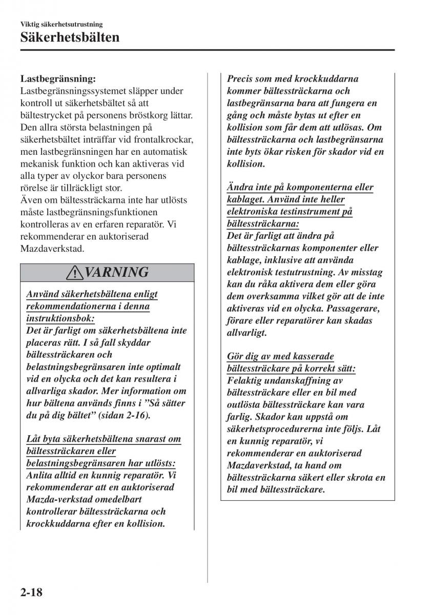 Mazda CX 3 instruktionsbok / page 38