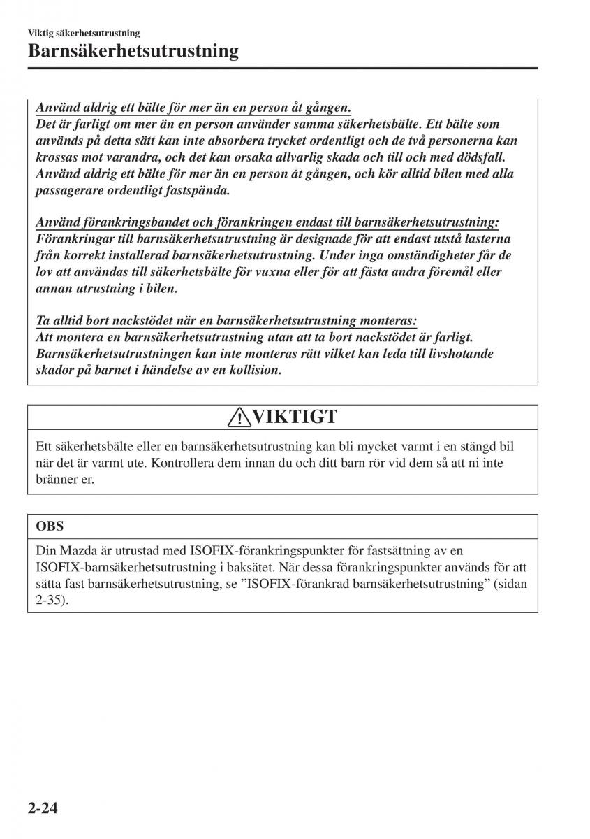 Mazda CX 3 instruktionsbok / page 44