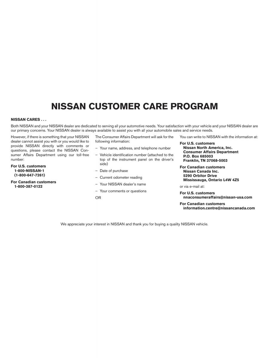 Nissan Titan I 1 owners manual / page 5