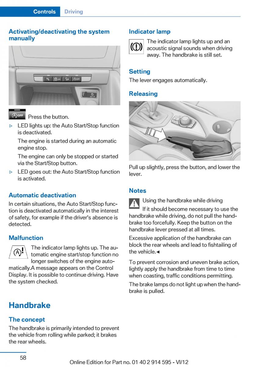 BMW X1 E84 owners manual / page 58