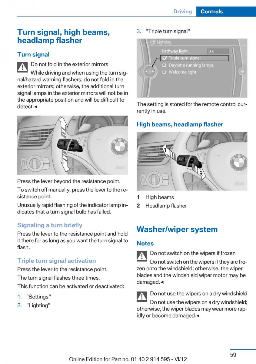 BMW X1 E84 owners manual / page 59