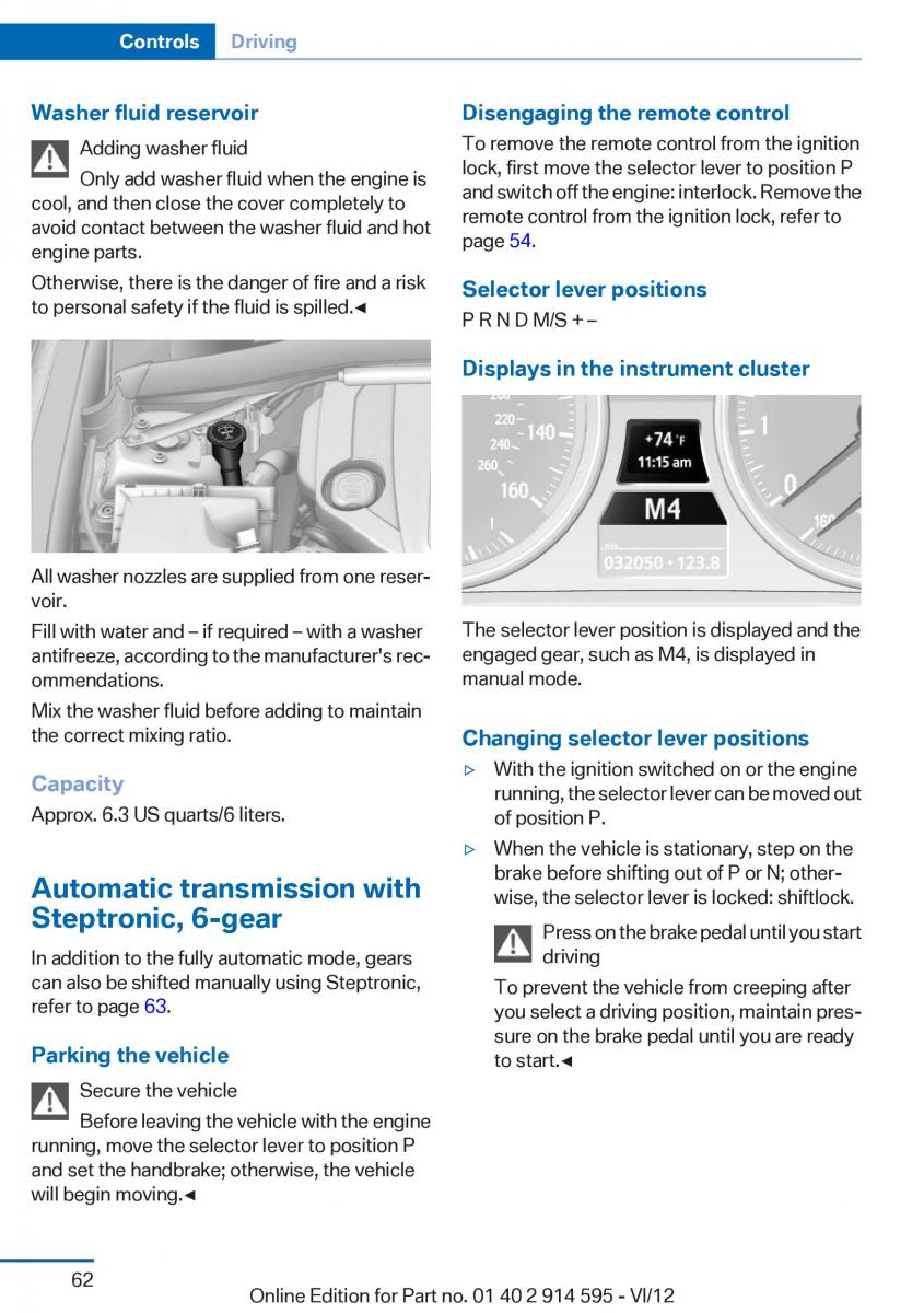 BMW X1 E84 owners manual / page 62