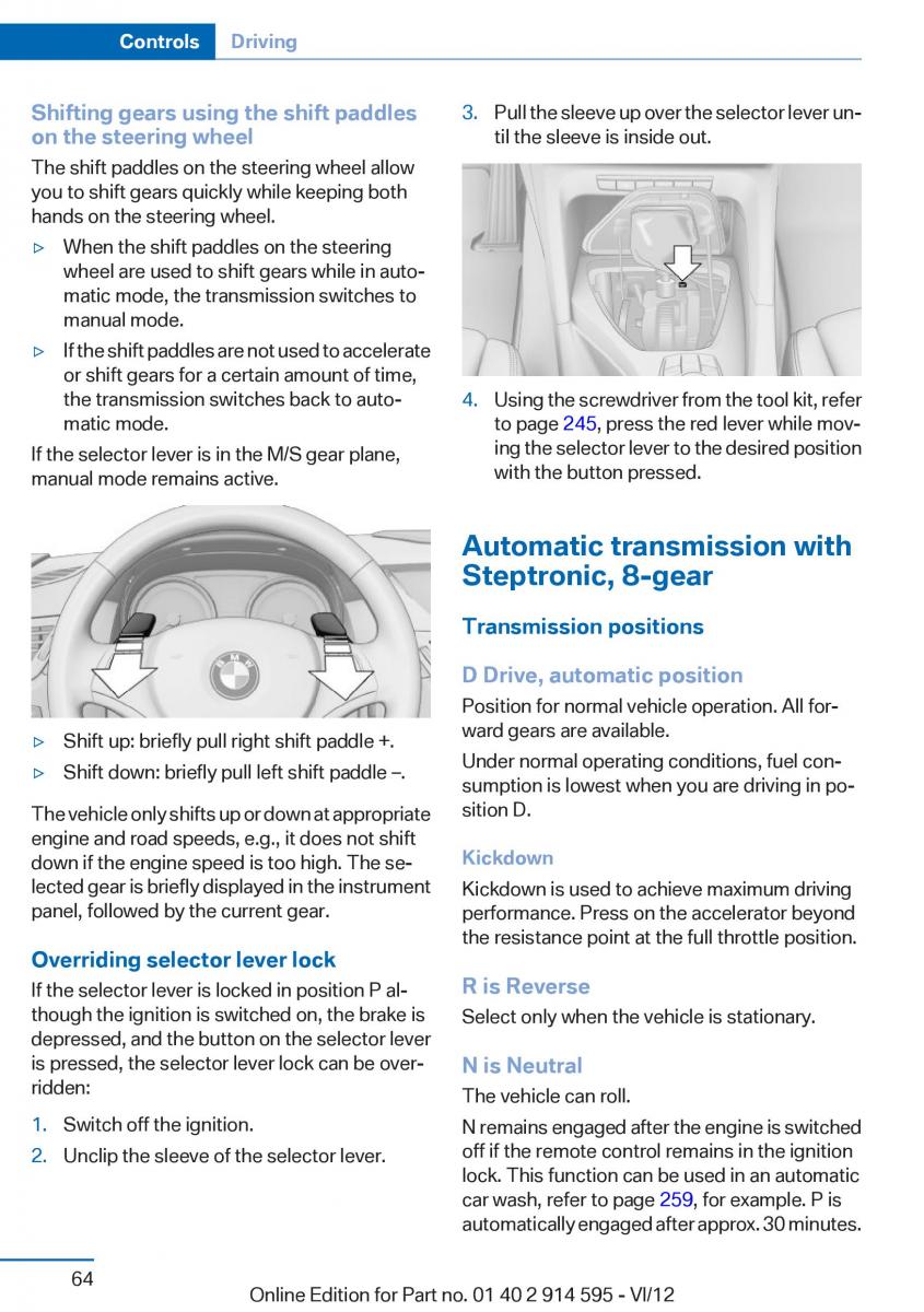 BMW X1 E84 owners manual / page 64