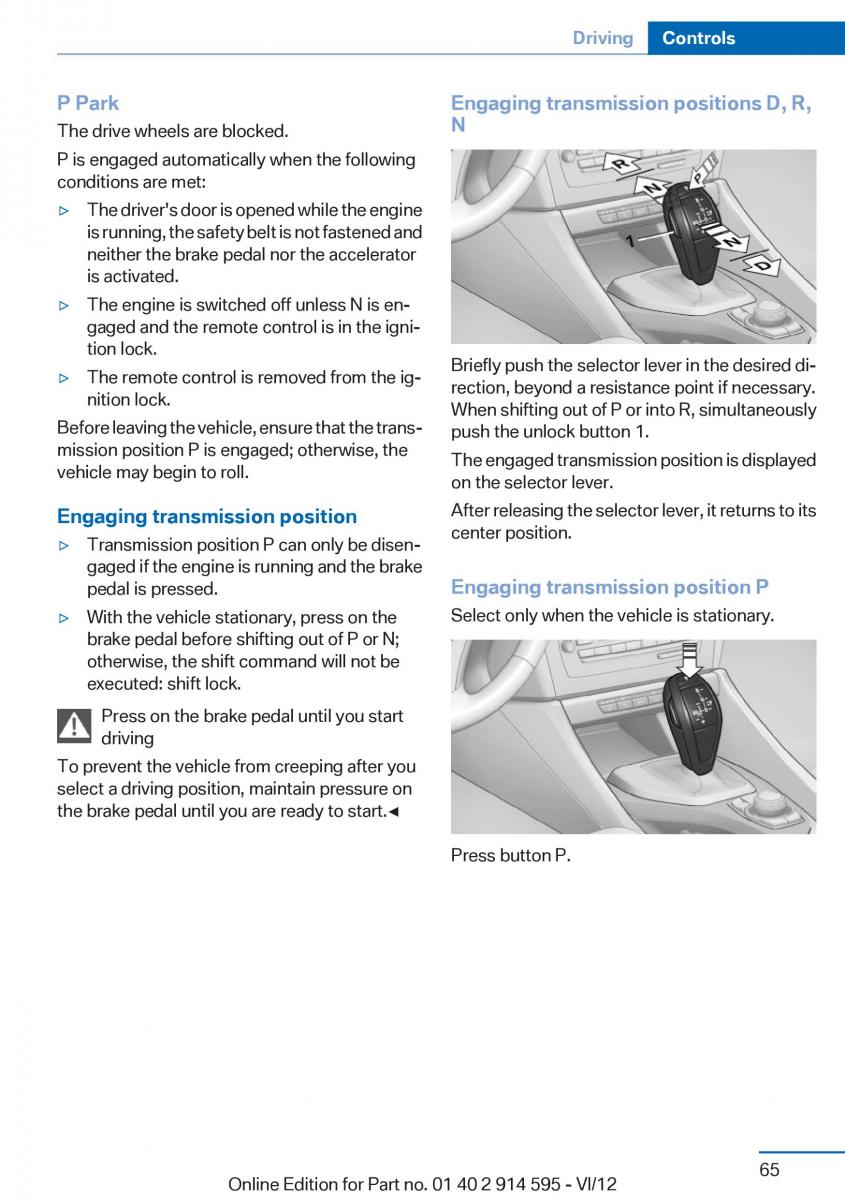 BMW X1 E84 owners manual / page 65