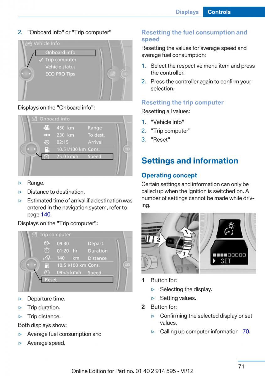 BMW X1 E84 owners manual / page 71