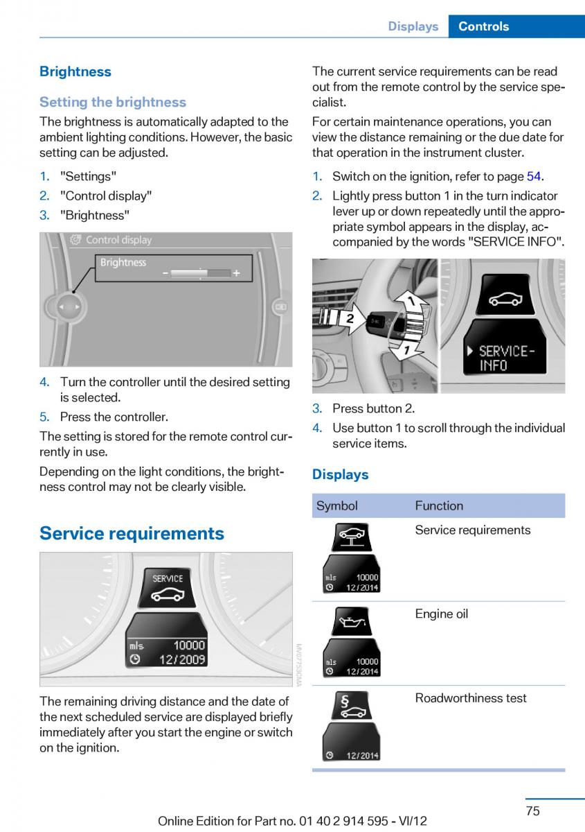 BMW X1 E84 owners manual / page 75