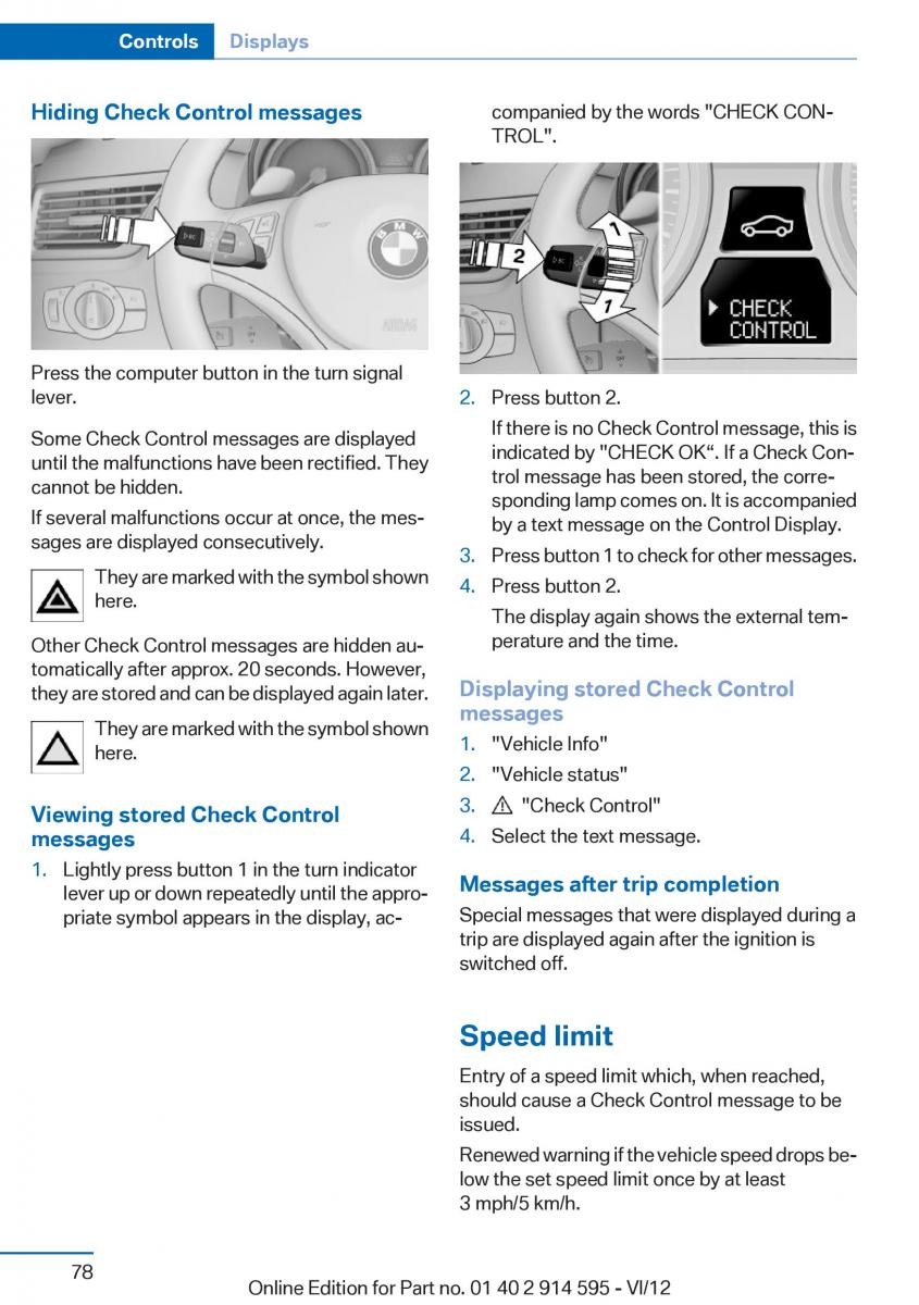 BMW X1 E84 owners manual / page 78