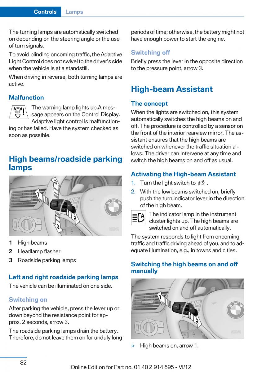 BMW X1 E84 owners manual / page 82