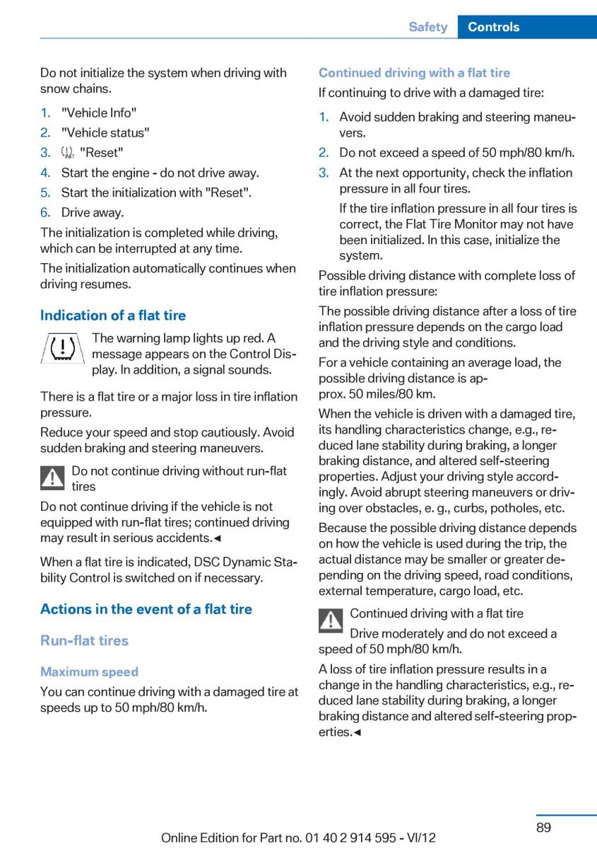 BMW X1 E84 owners manual / page 89