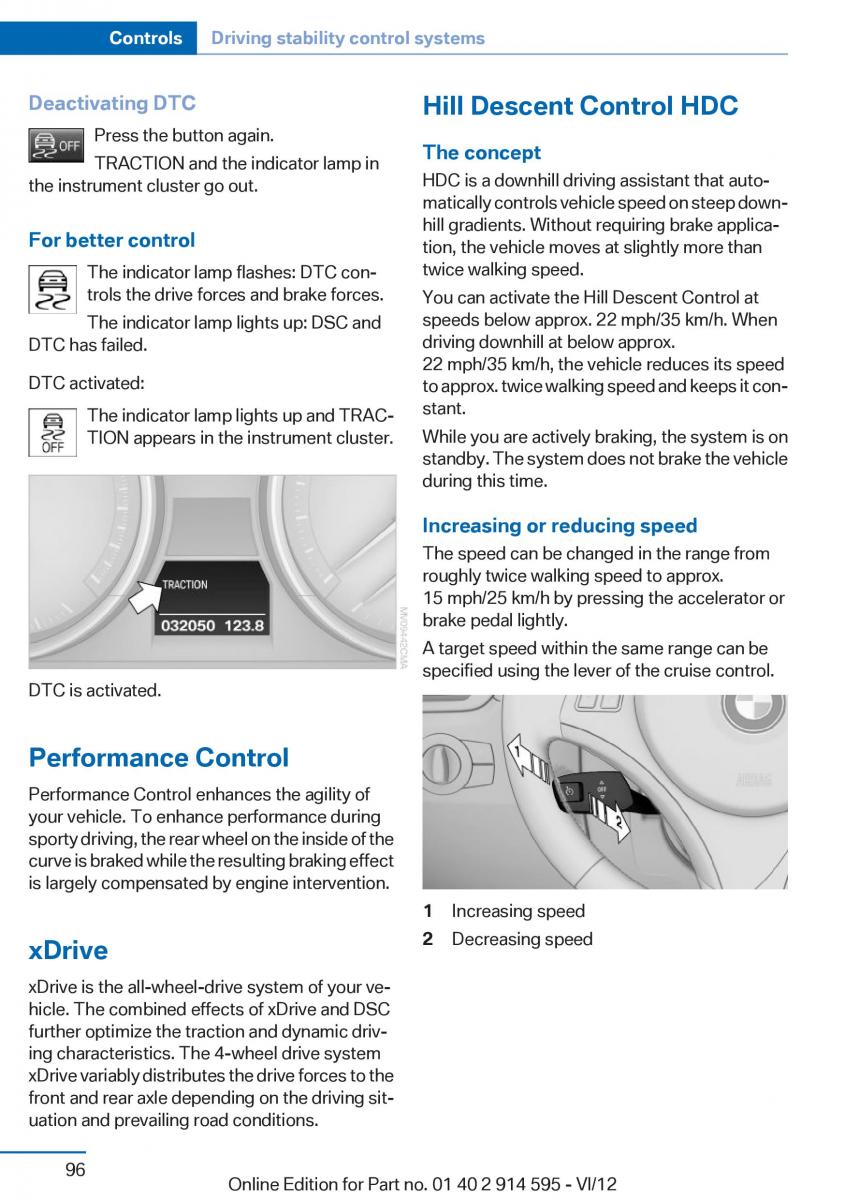 BMW X1 E84 owners manual / page 96