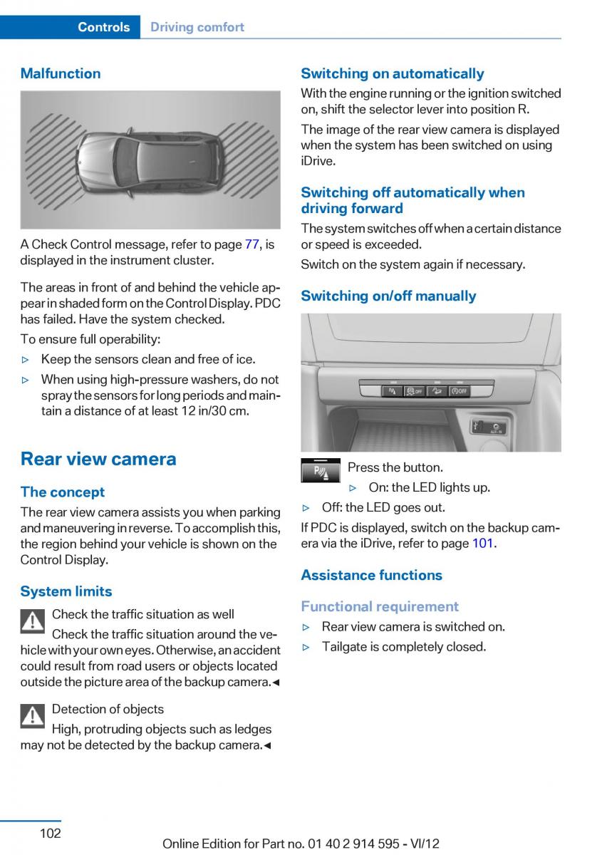 BMW X1 E84 owners manual / page 102