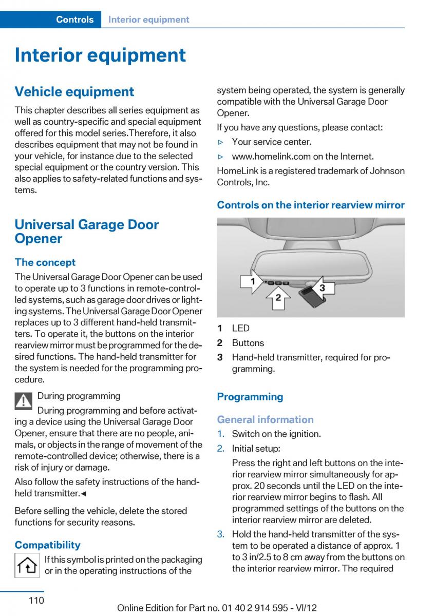 BMW X1 E84 owners manual / page 110