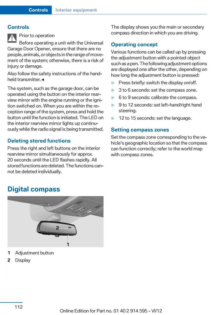 BMW X1 E84 owners manual / page 112