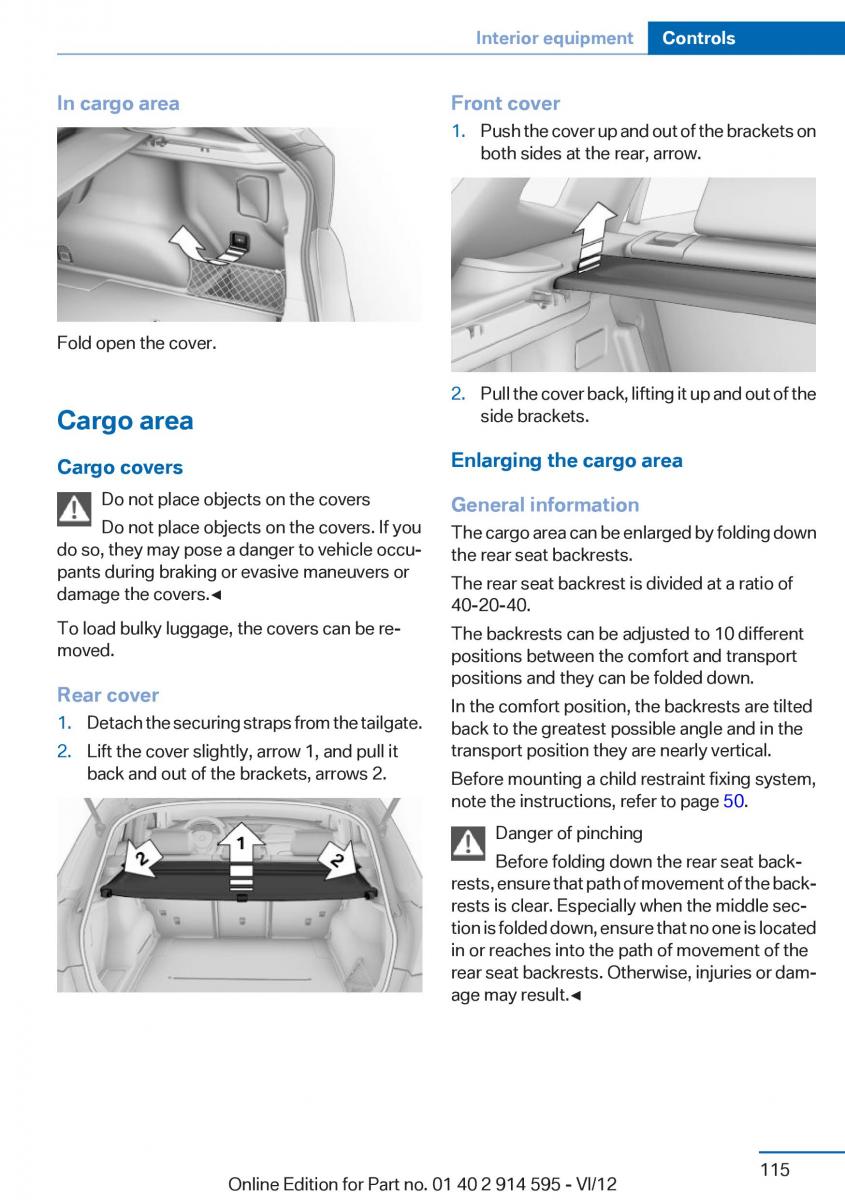 BMW X1 E84 owners manual / page 115