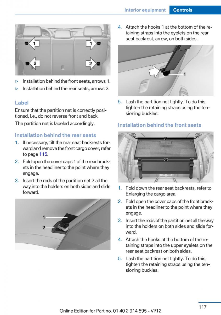 BMW X1 E84 owners manual / page 117