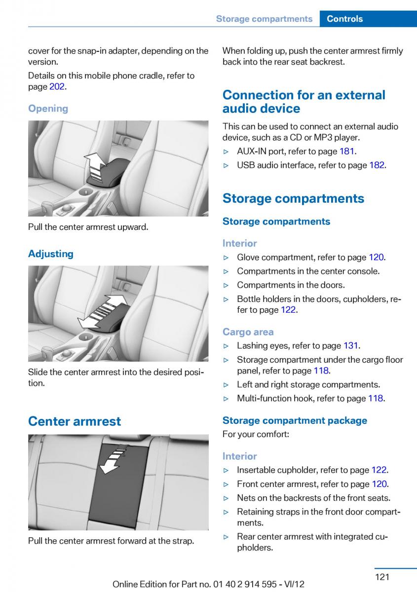 BMW X1 E84 owners manual / page 121