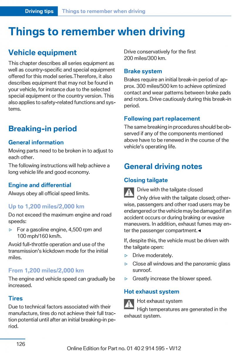 BMW X1 E84 owners manual / page 126