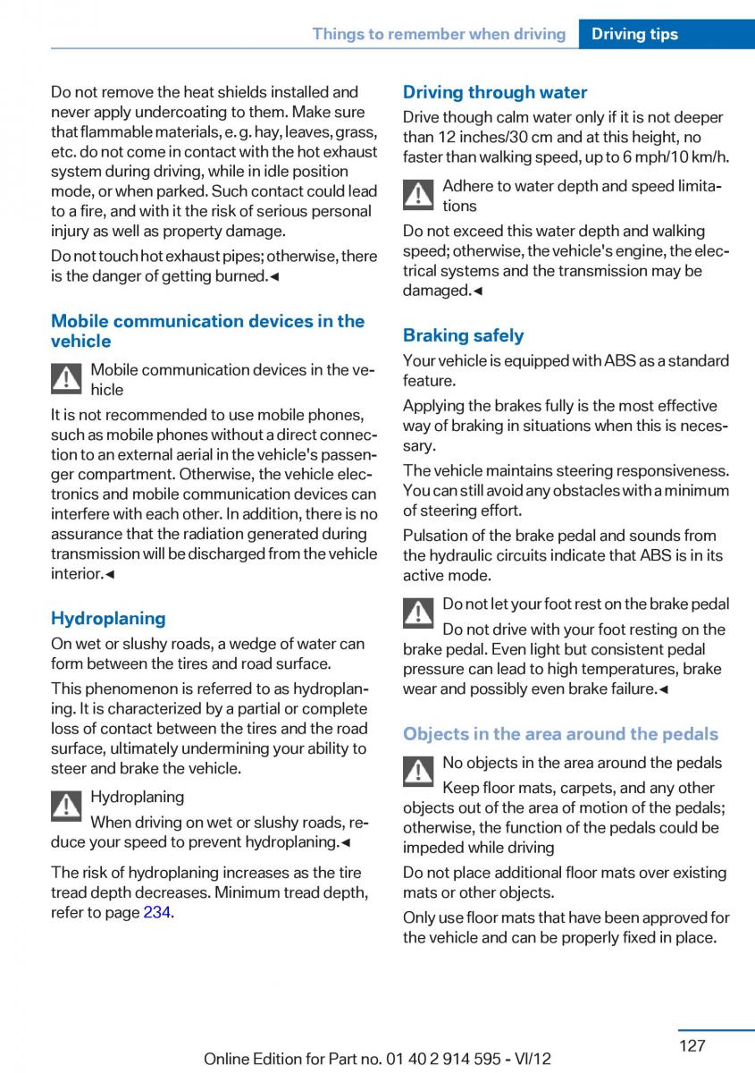 BMW X1 E84 owners manual / page 127