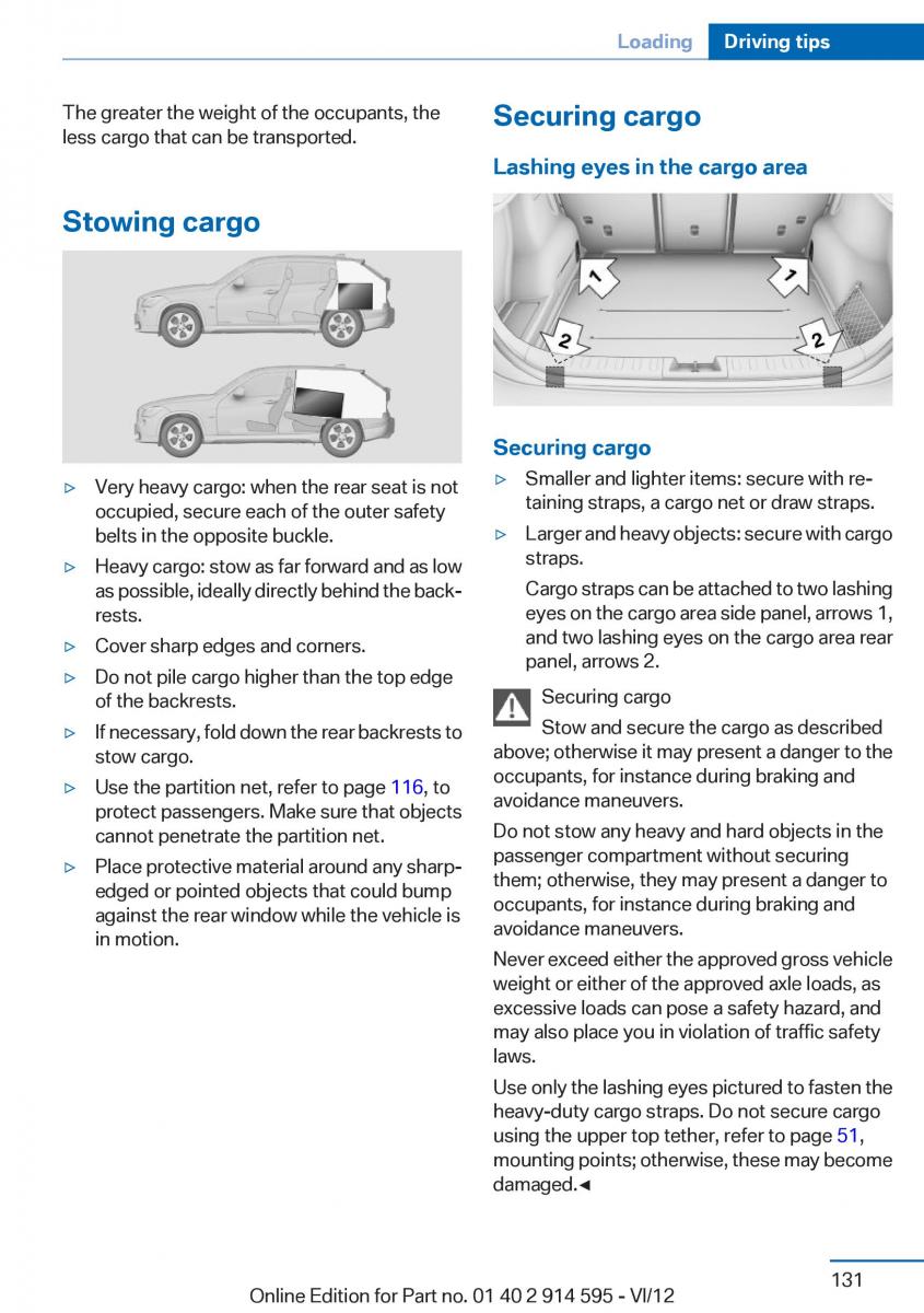 BMW X1 E84 owners manual / page 131