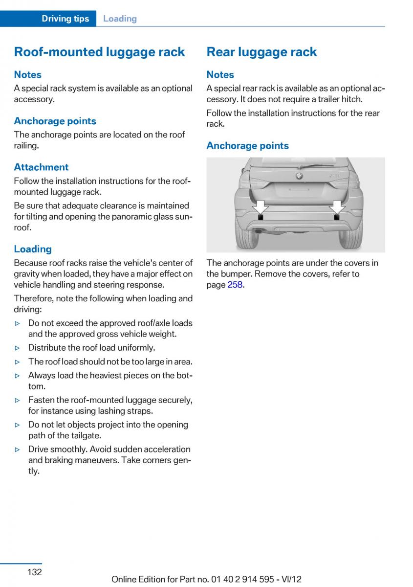 BMW X1 E84 owners manual / page 132