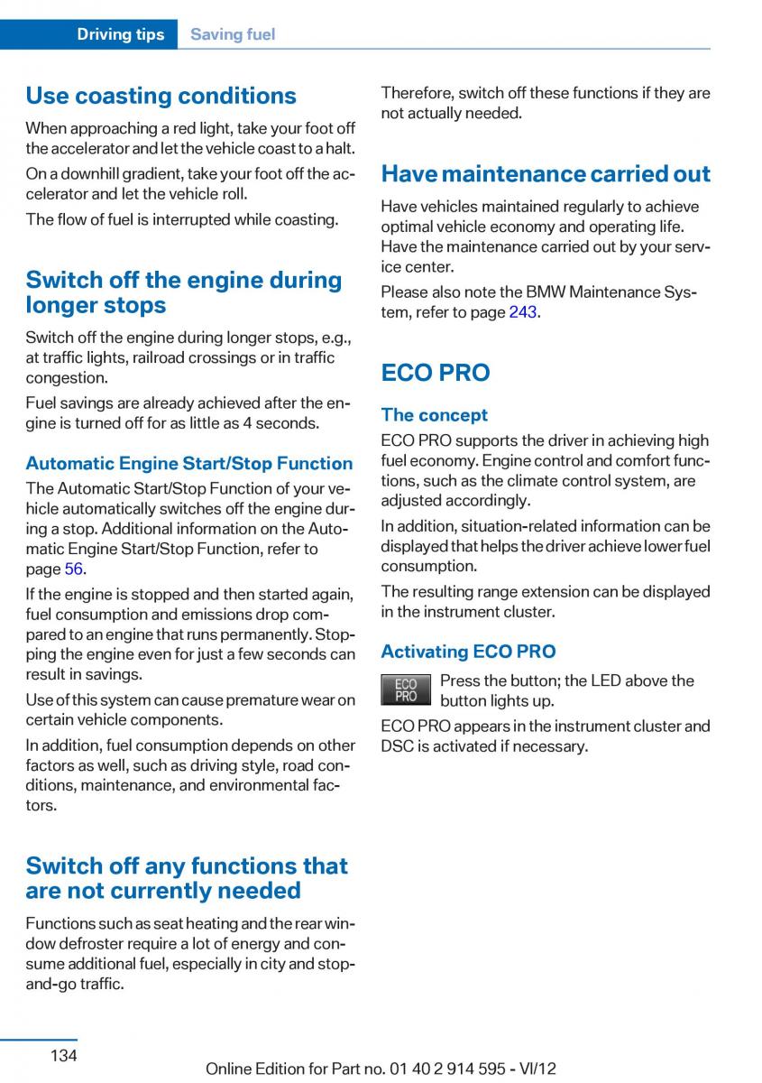 BMW X1 E84 owners manual / page 134