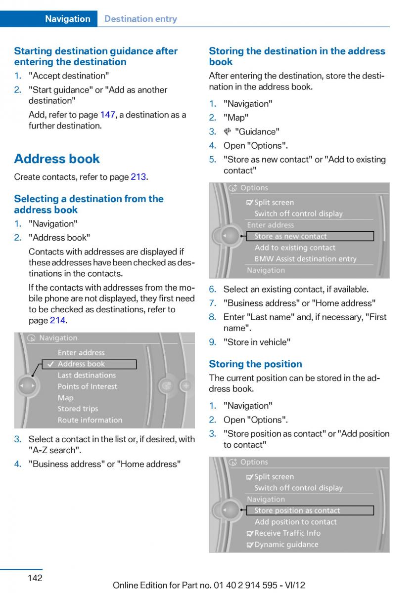 BMW X1 E84 owners manual / page 142