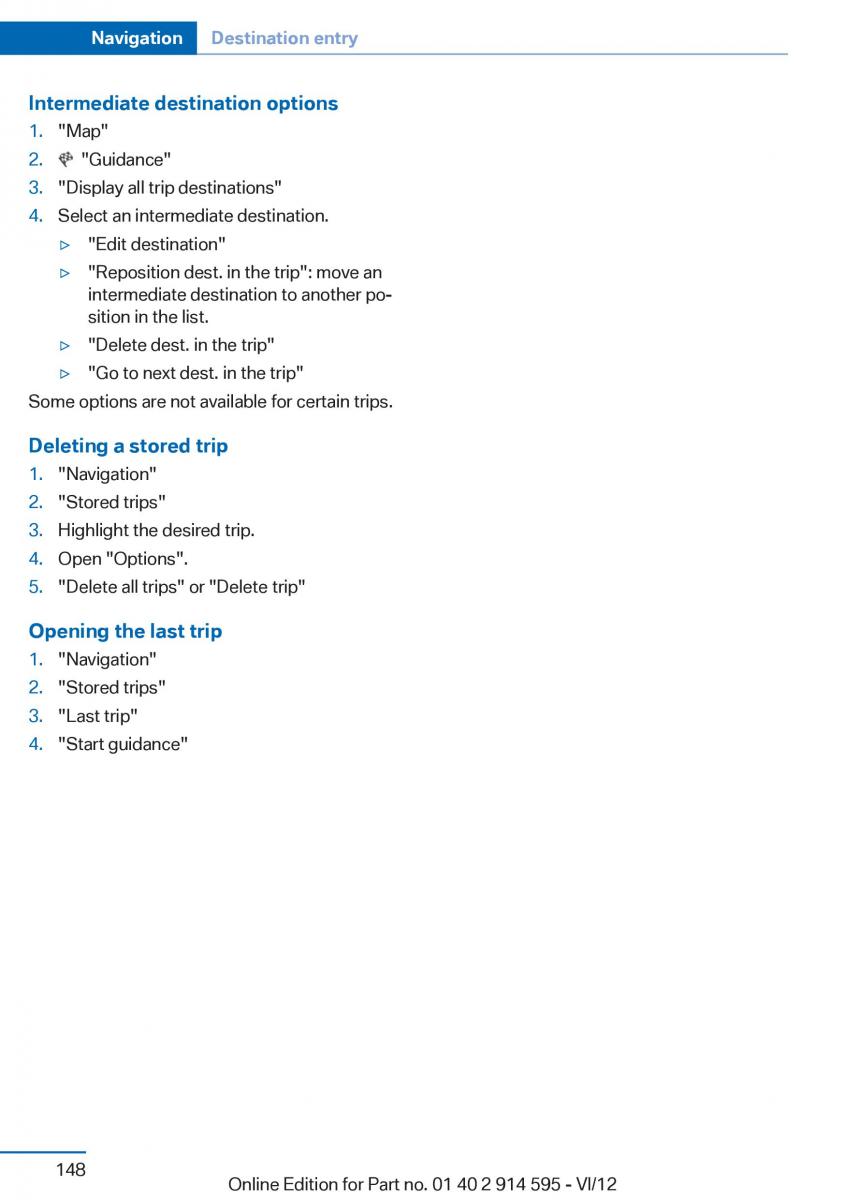 BMW X1 E84 owners manual / page 148