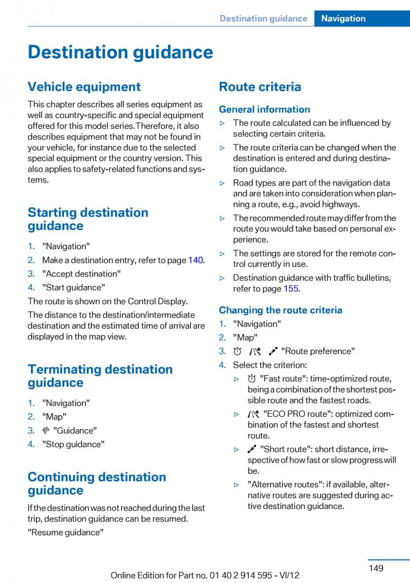 BMW X1 E84 owners manual / page 149