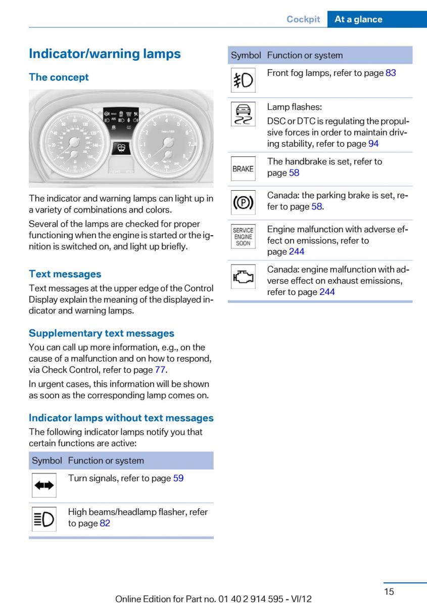 BMW X1 E84 owners manual / page 15