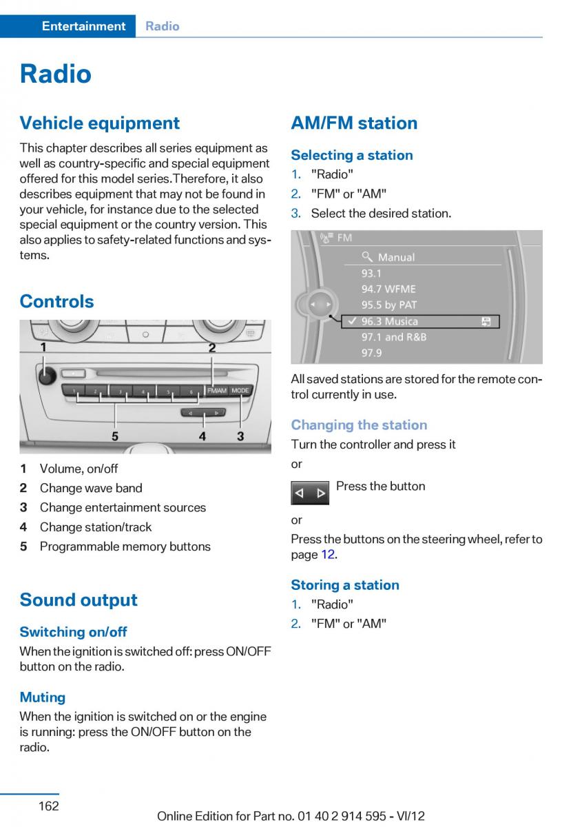 BMW X1 E84 owners manual / page 162