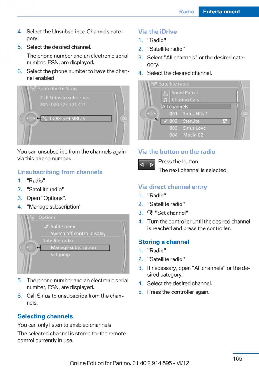 BMW X1 E84 owners manual / page 165