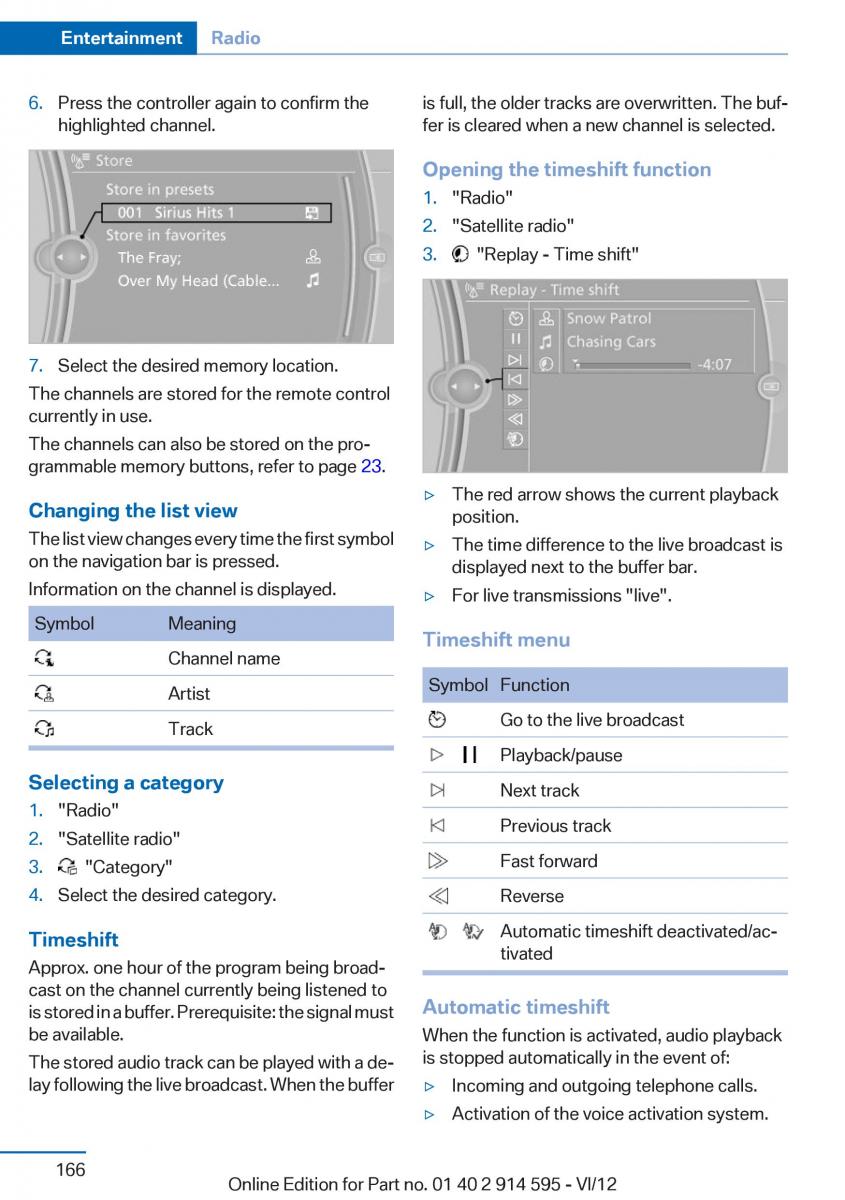 BMW X1 E84 owners manual / page 166