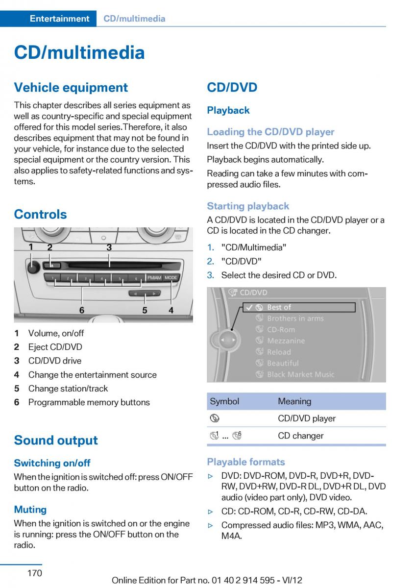 BMW X1 E84 owners manual / page 170