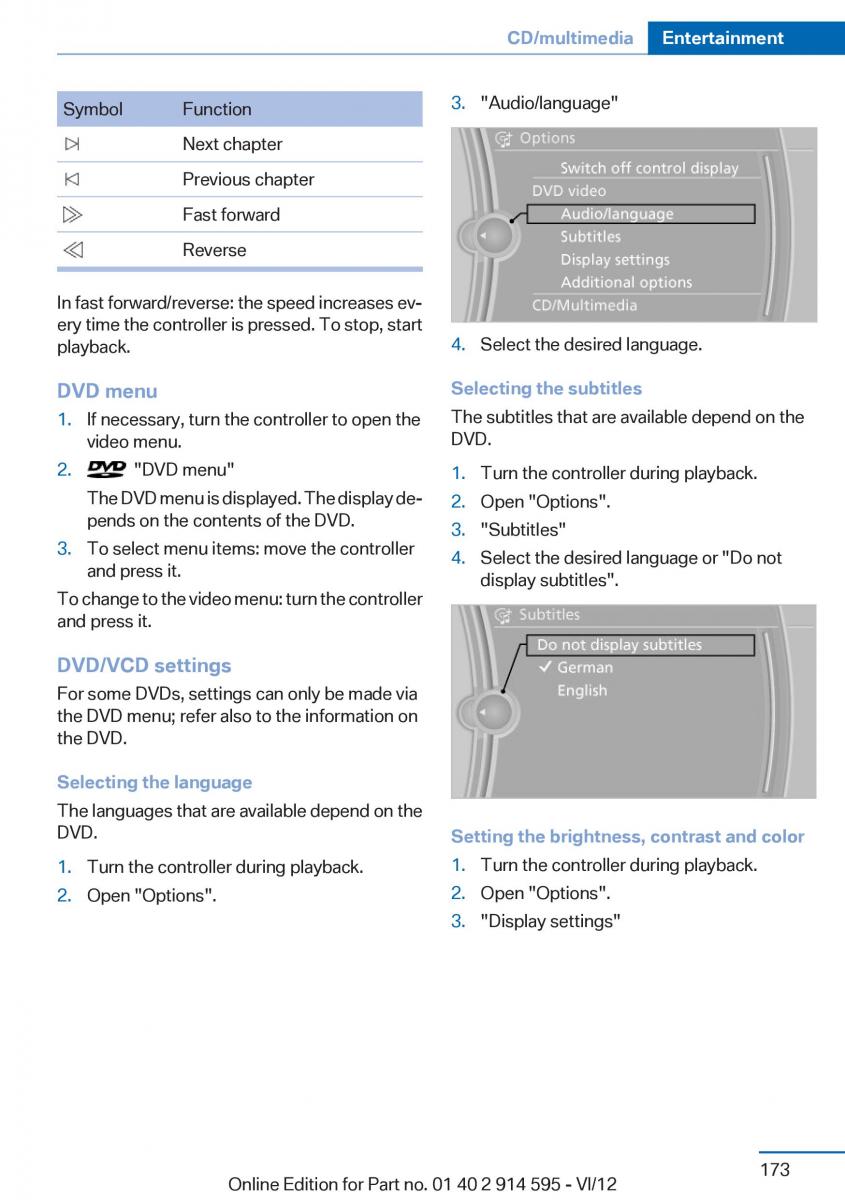 BMW X1 E84 owners manual / page 173