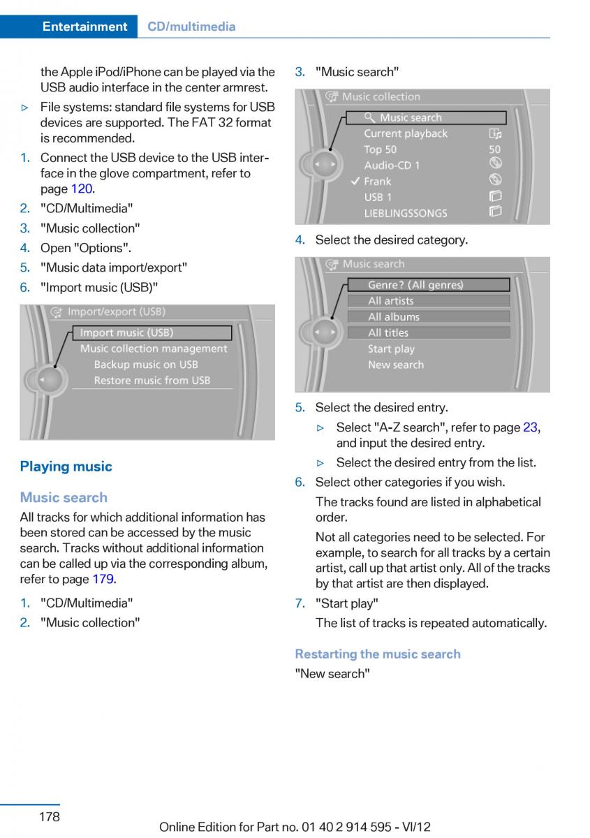 BMW X1 E84 owners manual / page 178