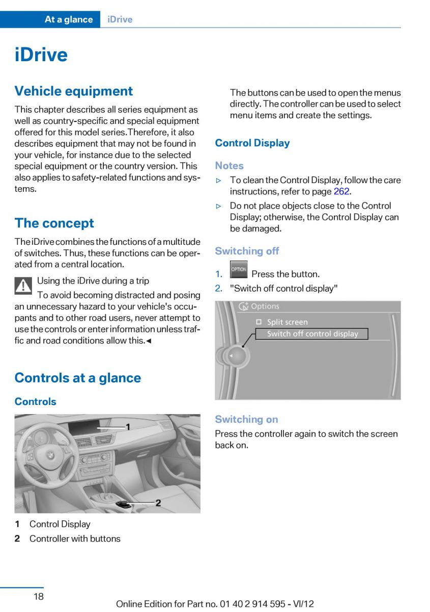 BMW X1 E84 owners manual / page 18