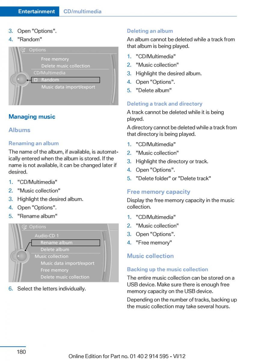 BMW X1 E84 owners manual / page 180