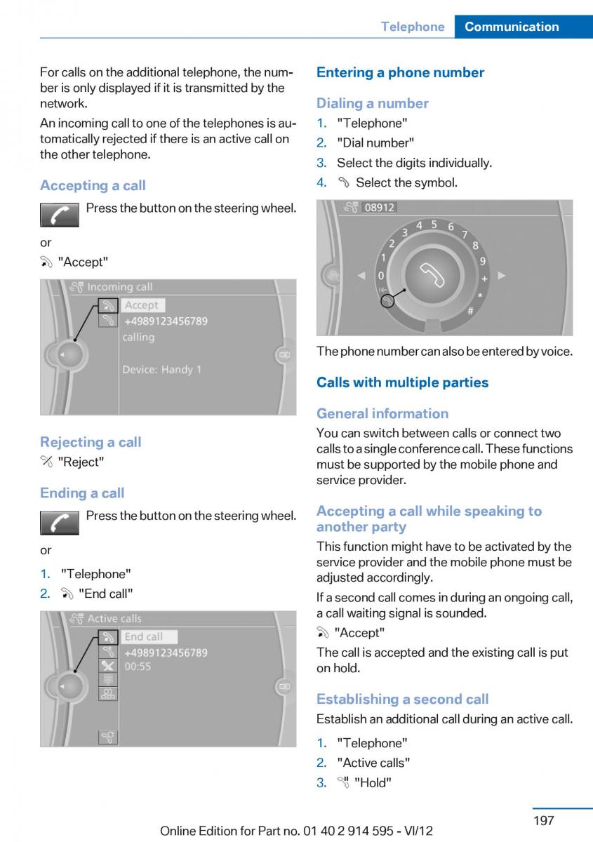 BMW X1 E84 owners manual / page 197