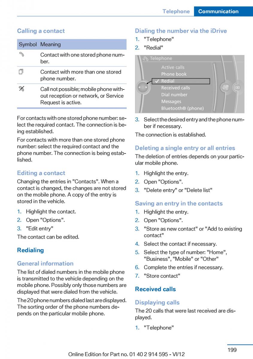 BMW X1 E84 owners manual / page 199