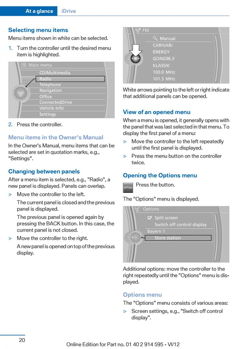 BMW X1 E84 owners manual / page 20