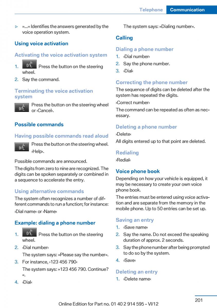 BMW X1 E84 owners manual / page 201