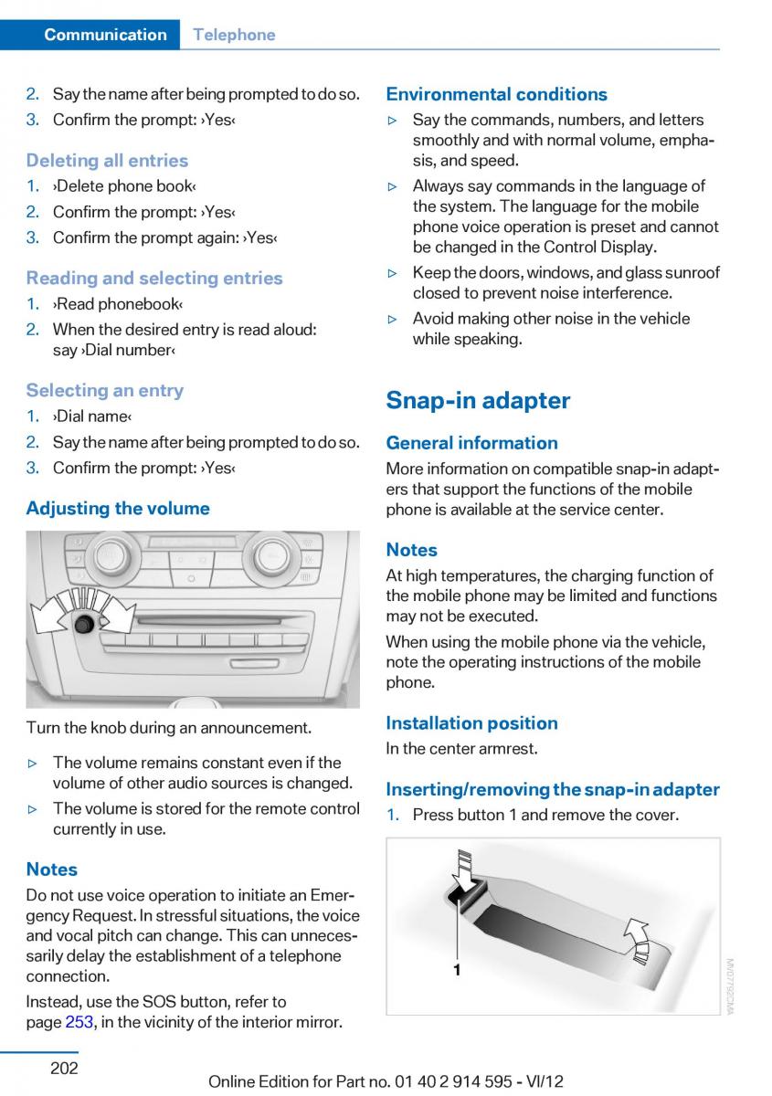 BMW X1 E84 owners manual / page 202